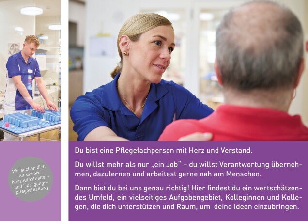 dipl. Pflegefachfrau/-mann HF/FH mit Fokus Bildung für unsere Kurzaufenthalt- Übergangsabteilug, 1. Bild